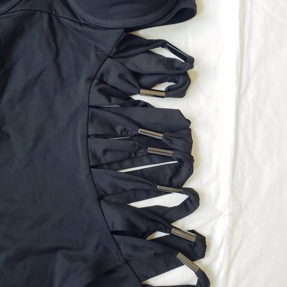 Victoria's Secret Strappy Cut Out Sides One Piece Black Swimsuit - Picture 3 of 7